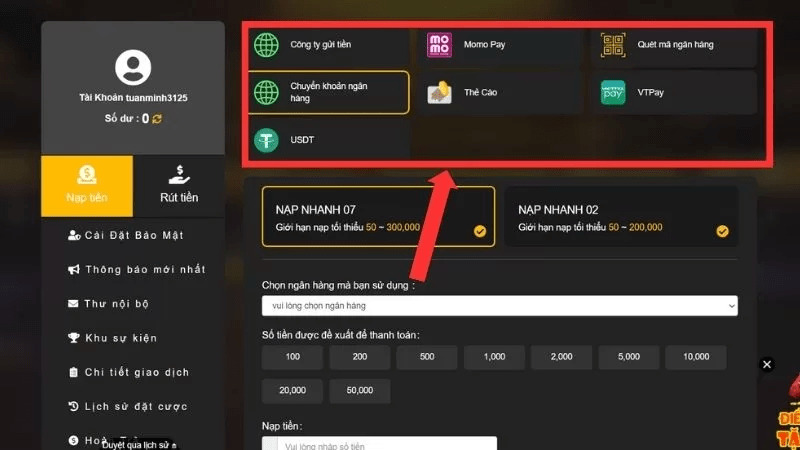 Chọn phương thức nạp 789win Chọn phương thức nạp 789win
